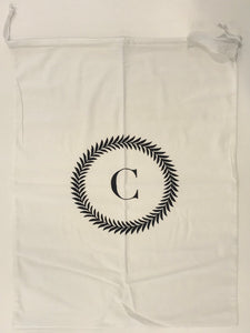 INITIAL CHRISTMAS SACK - WHITE C WREATH - SECOND