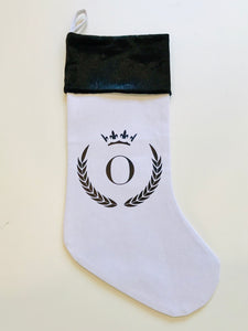 INITIAL CHRISTMAS STOCKING - STANDARD - WHITE O CROWN - EX PROP
