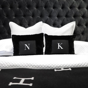 LUXURIOUS FAUX FUR INITIAL CUSHION W/INSERT INCLUDED